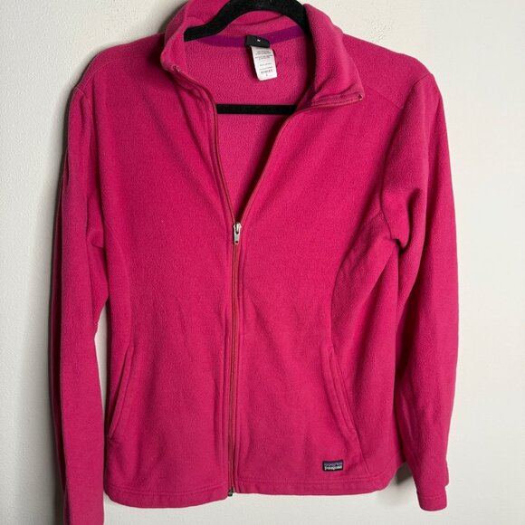 Patagonia Women's Pink Micro D Zip Up Long Sleeve Jacket - Size L Large‎ - Picture 2 of 5